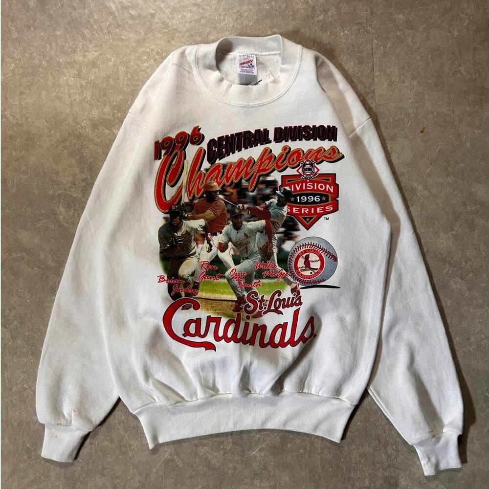 1996 Vintage St. Louis Cardinals Central Division Champion White Crewneck -M